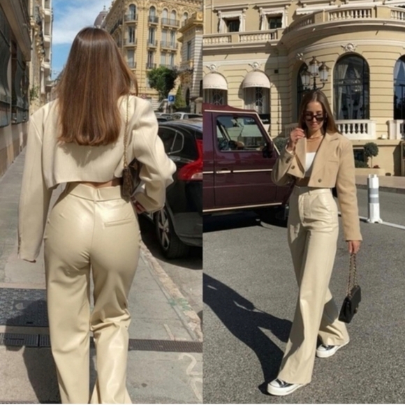 Zara Faux Leather Full Length Pants Bloggers Favorite. - Picture 3 of 12